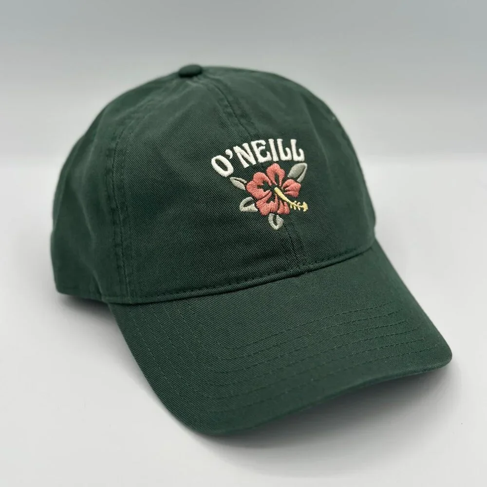 O’Neill Embroidered Hibiscus Hat – Forest Green (Adjustable)